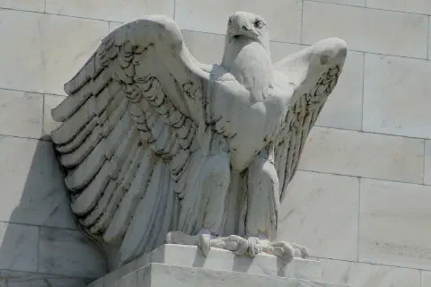 Statue of an eagle located on the Federal Reserve Building in Washington, D.C