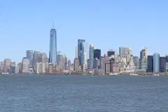 The Lower Manhattan skyline from Liberty Island