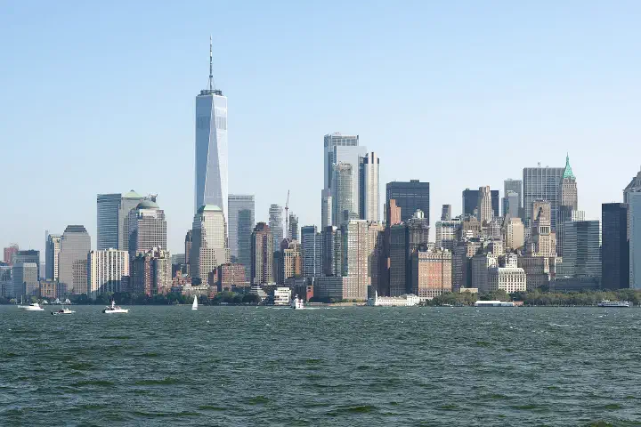 The Manhattan skyline from Upper New York Bay.