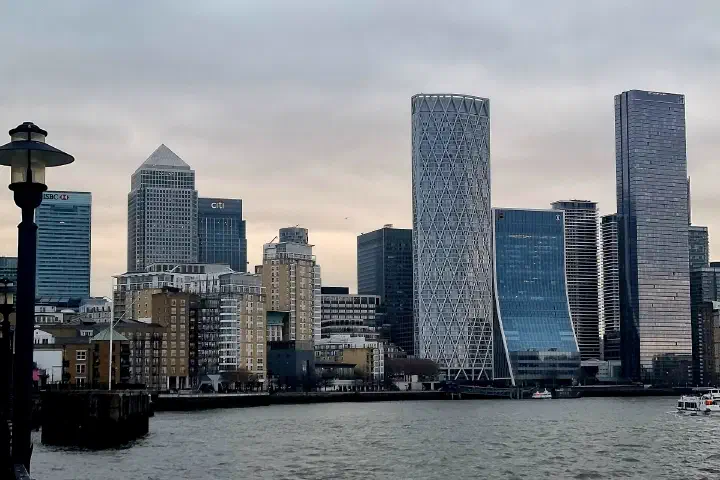 The Canary Wharf financial district, London.