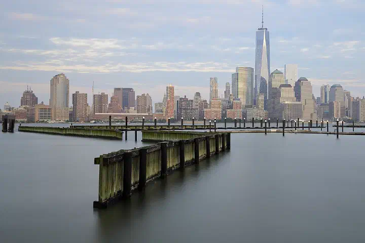 Lower Manhattan, New York City, as viewed from Newport, Jersey City, New Jersey.