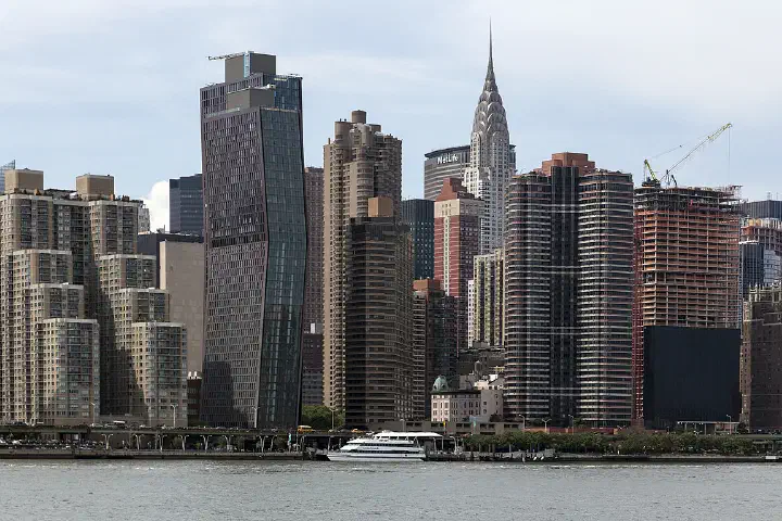 Midtown Manhattan as seen from the East River, New York.