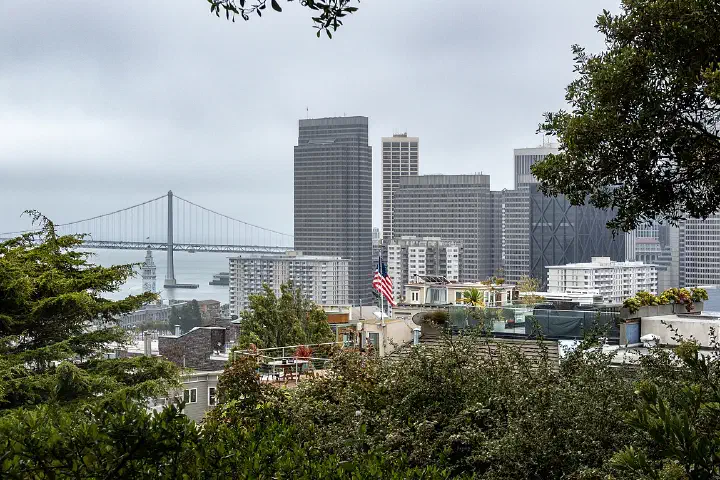 The San Francisco business district, seen from Pioneer Park, 2022.