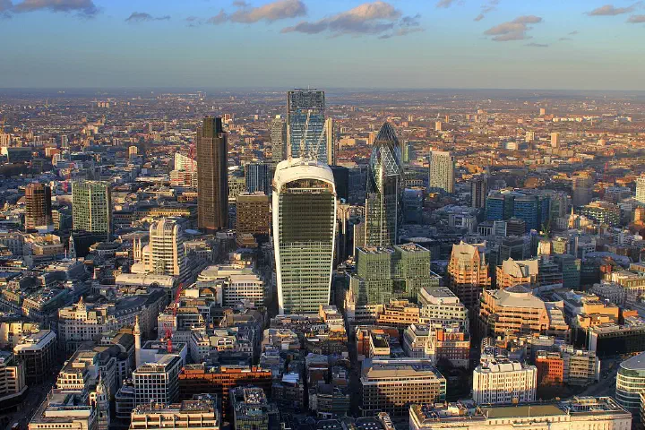 Skyscrapers in the City of London's financial district.