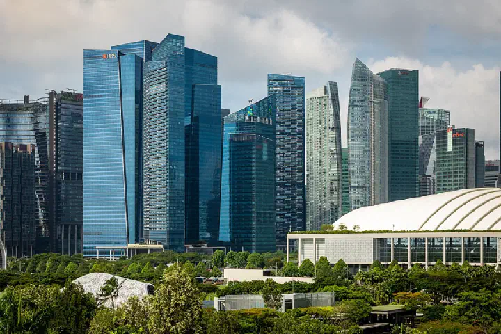 Singapore's Downtown Core, home to the headquarters of numerous corporations and the Singapore Exchange.