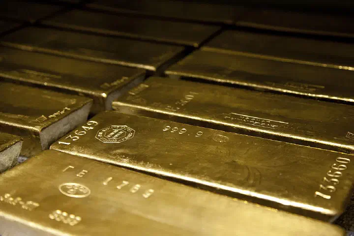 Four-nines fine 400-ounce gold bars.