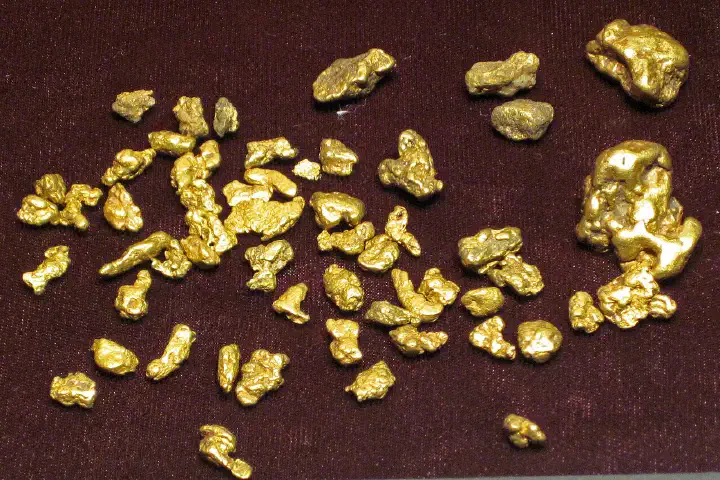 Placer gold nuggets from Colorado at the Denver Museum of Nature & Science.
