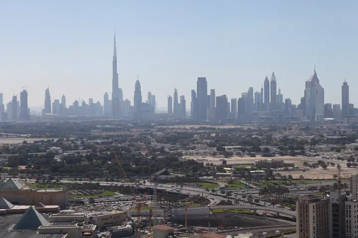 The Dubai skyline with the Burj Khalifa