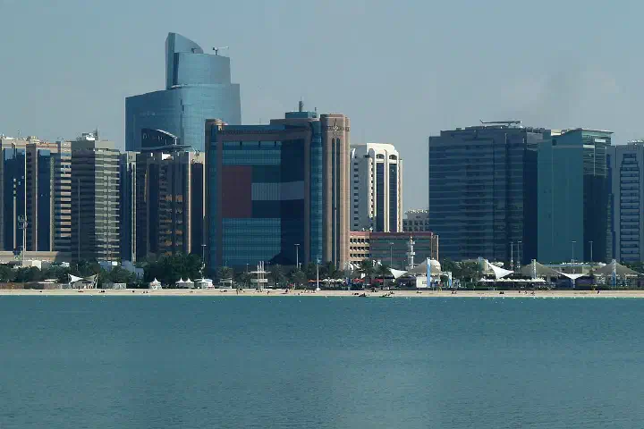 The Abu Dhabi skyline from the Corniche.