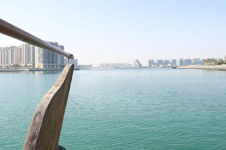 The Abu Dhabi skyline from the sea.
