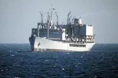 The British large fleet tanker RFA Olna (A123) underway as part of a multinational force stationed in the Persian Gulf region