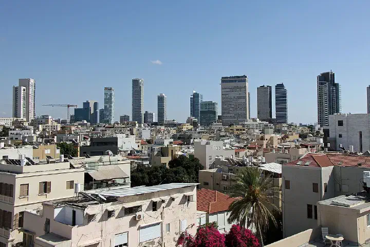 The skyline along Rothschild Boulevard in Tel Aviv.