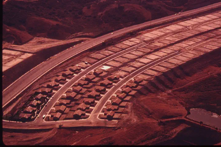 Aerial view of a new housing development