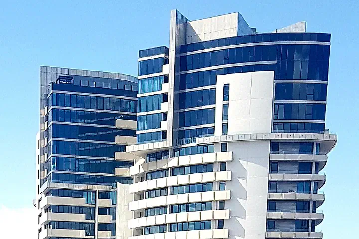 A modern apartment tower.