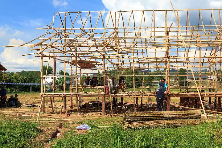 The framework of a traditional native house in Nabawan, Sabah.