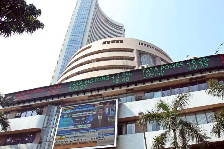 The Bombay Stock Exchange building on Dalal Street, Mumbai.