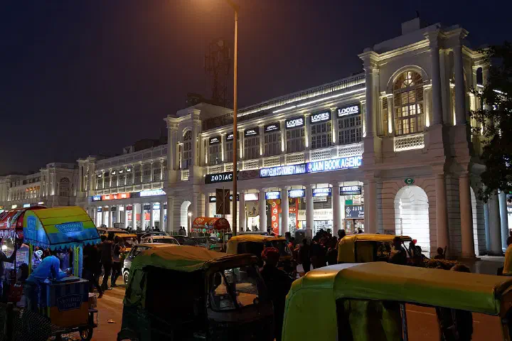 Connaught Place, B Block at night, Delhi.