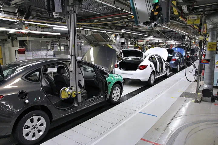 A car assembly line in Gliwice, Poland.