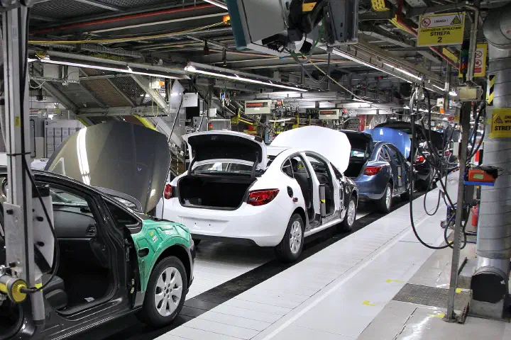 A car production line in Gliwice, Poland.
