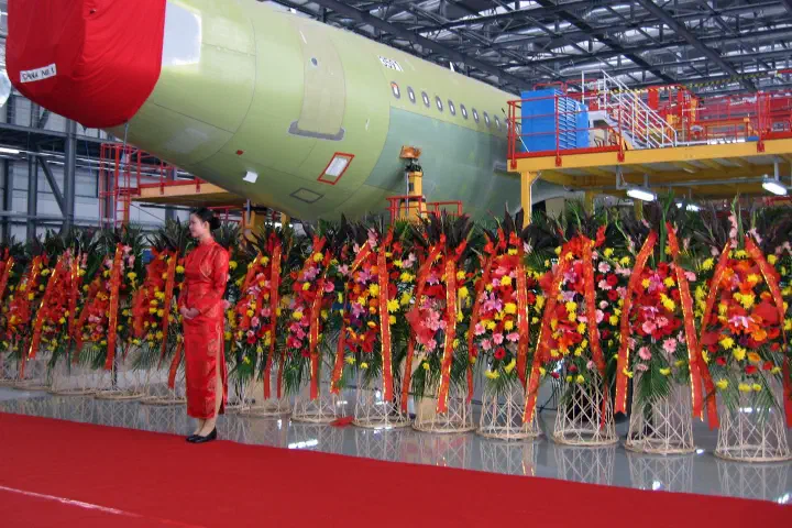 An Airbus A320 final assembly line.