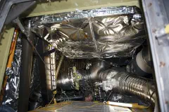 CAPE CANAVERAL, Fla. – Barely visible inside space shuttle Endeavour's aft section