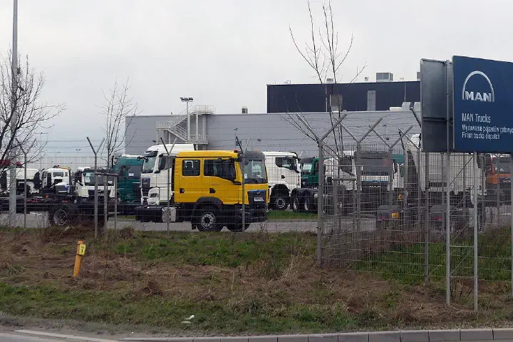The MAN truck plant in Niepołomice, Poland, which assembles TGS and TGX series trucks.