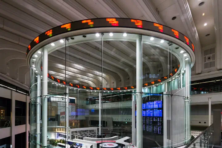The main room of the Tokyo Stock Exchange.