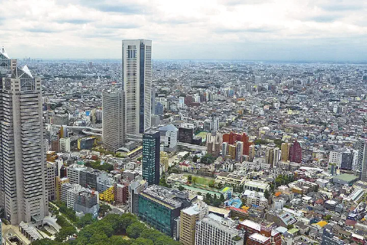 Shinjuku Park Tower, NTT East and Tokyo Opera City, seen from the Tokyo Metropolitan Government Building.