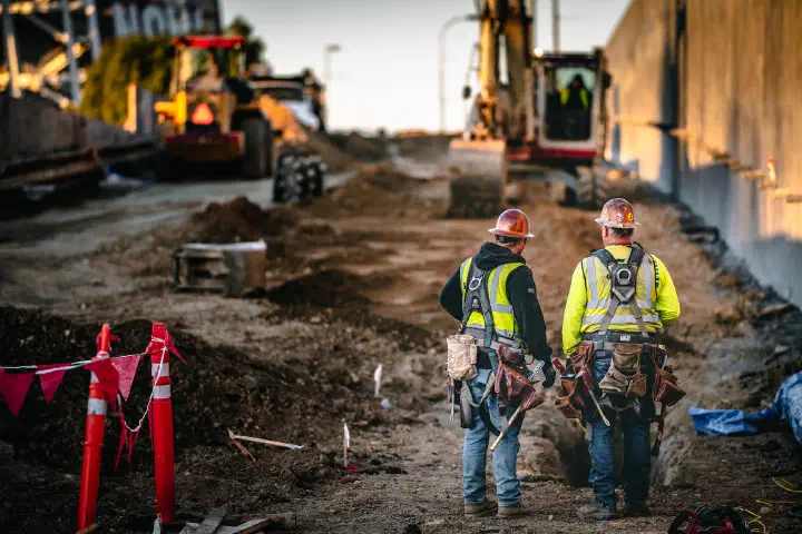 Workers on a construction site.