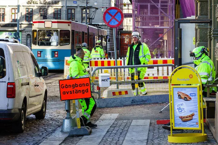 Construction workers in Gothenburg, Sweden.
