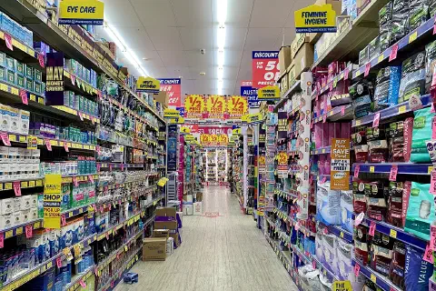 Inside a Chemist Warehouse store at Rocklea, Queensland, 2020.
