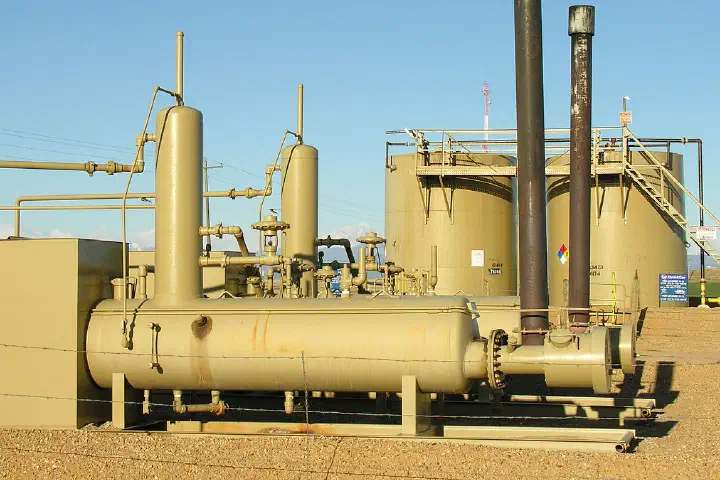 An oil pipeline pumping station in northeast Colorado, 2006.