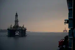 Drilling rigs in Cromarty Firth near Invergordon waiting to be dismantled
