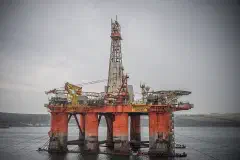 A drilling rig in the Cromarty Firth near Invergordon, waiting to be dismantled.