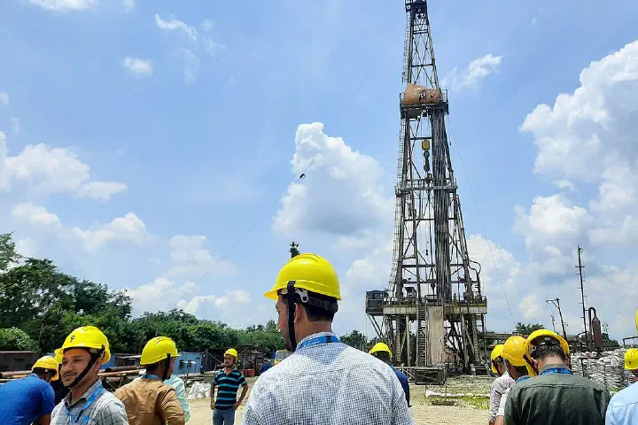 An Oil India Limited drilling rig at Makum.