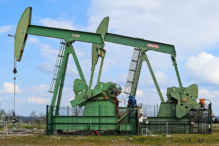 A pumpjack at Vialer, in the Nouvelle-Aquitaine region of France.