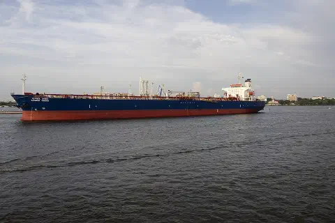 An oil tanker at the Cochin Oil Terminal.