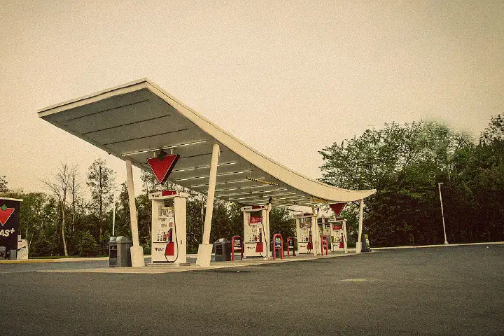 The canopy of the Canadian Tire gas bar at Southdown and Bromsgrove roads in Mississauga, a landmark since the late 1960s.