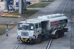 An IndianOil Aviation Fuel Tanker at New Delhi Indira Gandhi International Airport.JPG