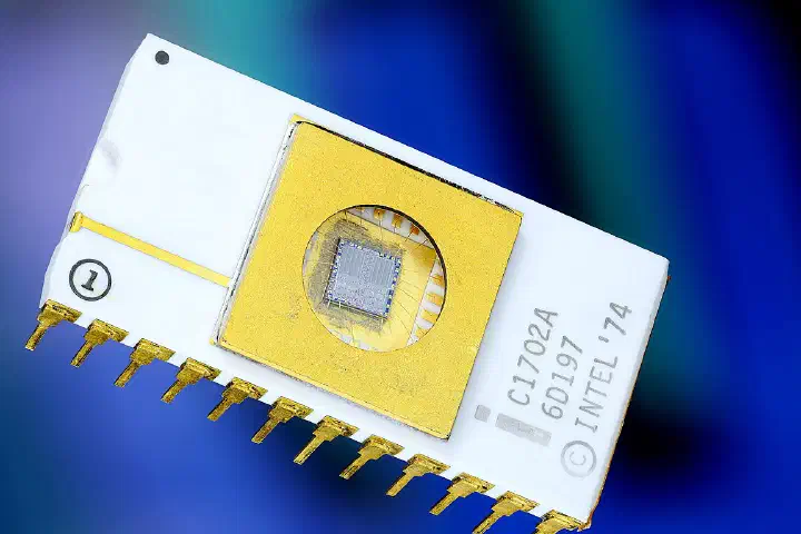 A C1702A 2-kilobit UV-erasable EPROM in a 24-pin package.