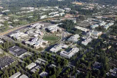 The west campus of Microsoft, Redmond, Washington, taken from about 1,500'. The photo is looking south-east