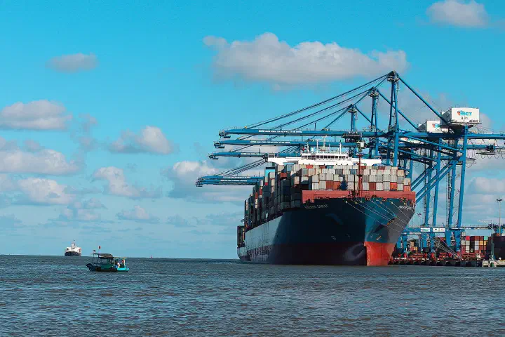 A Maersk container ship at the Hai Phong international container terminal, Vietnam.
