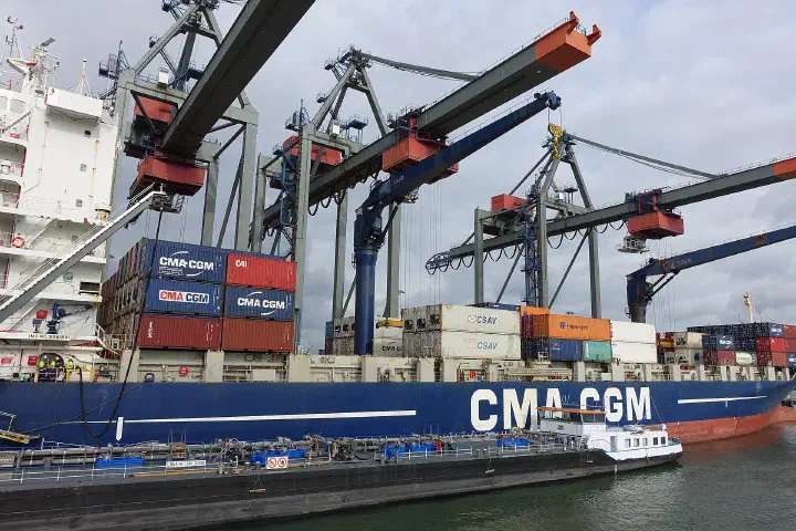 A container crane at the Port of Rotterdam.