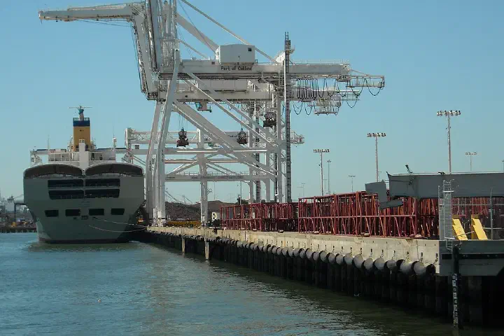 Container cranes at the Port of Oakland.