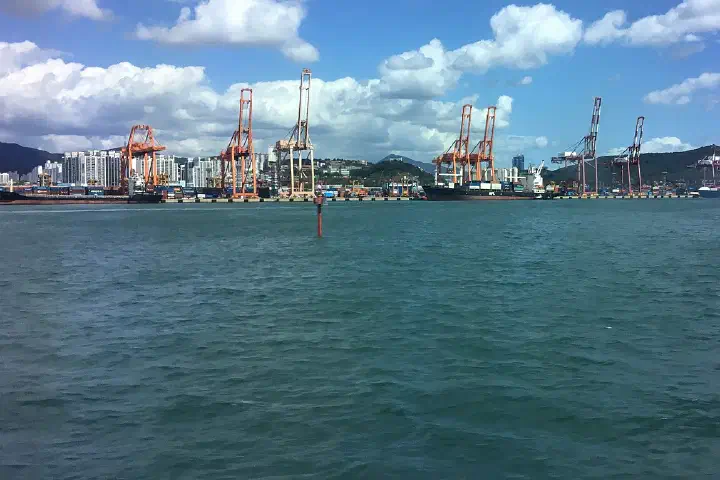 Busan Port, seen from a boat arriving from Hakata.