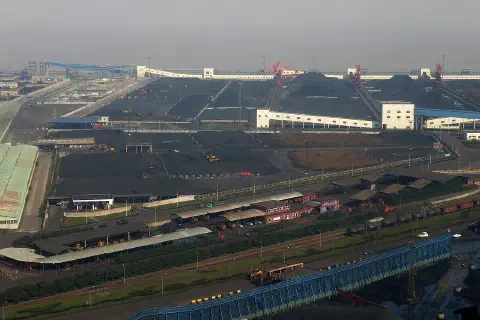 Coal piles near the Zhenhai dock.
