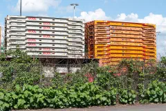 Flatrack containers stacked near Container Terminal Burchardkai in the port of Hamburg