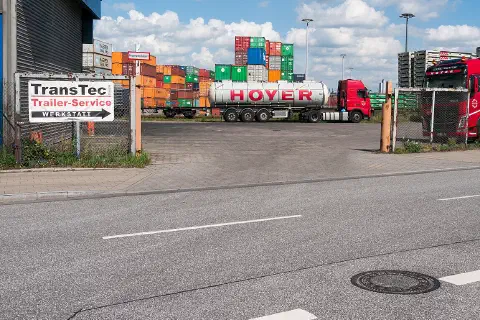 Altenwerder Damm in the Port of Hamburg, 2019.