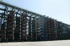 A stacking tower for container chassis.