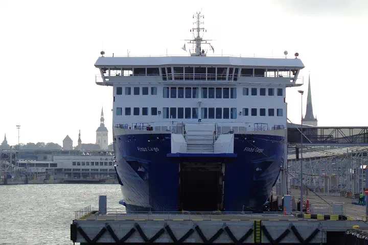 The bow of the Finbo Cargo at Quay 15, Port of Tallinn, 28 August 2021.